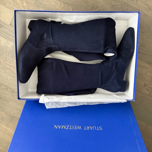 NWT Stuart Weitzman Navy Blue Genna City 25 Suede Over-Knee Boot W9/40 - Picture 6 of 9